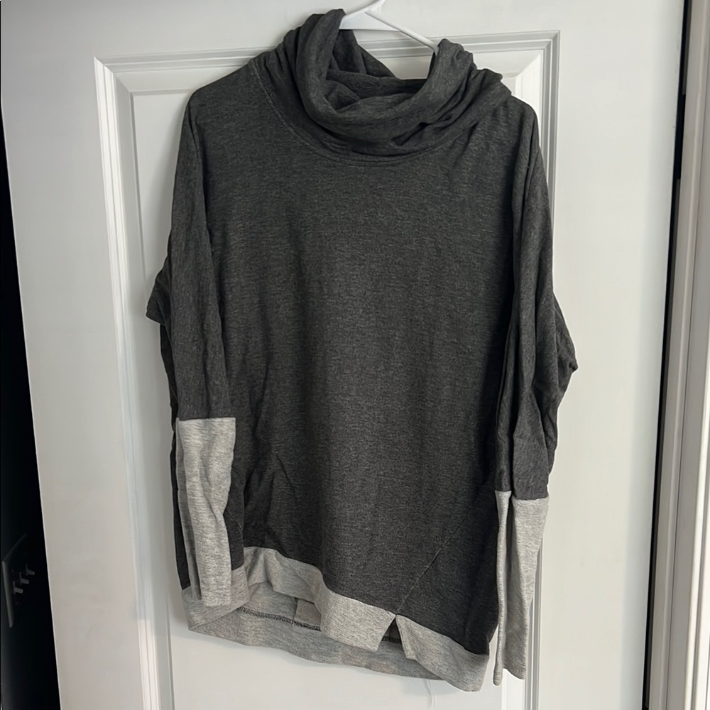 MPG Gray and Light Gray Cowl Neck Sweater